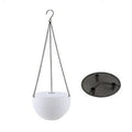 Injection moulded plastic hanging basket planter with inner tank and chain in one of seven colours.