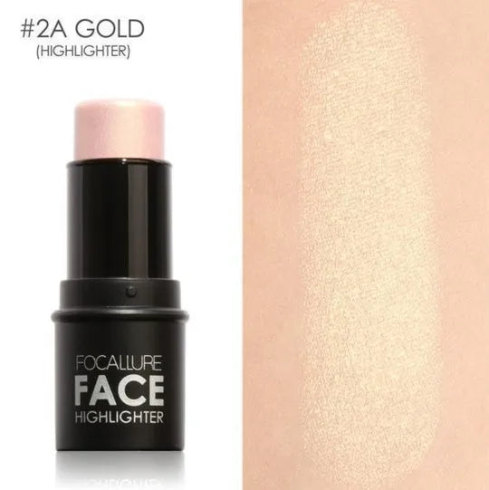 Face contour highlighter compact with four pressed powder shades for cheekbone definition