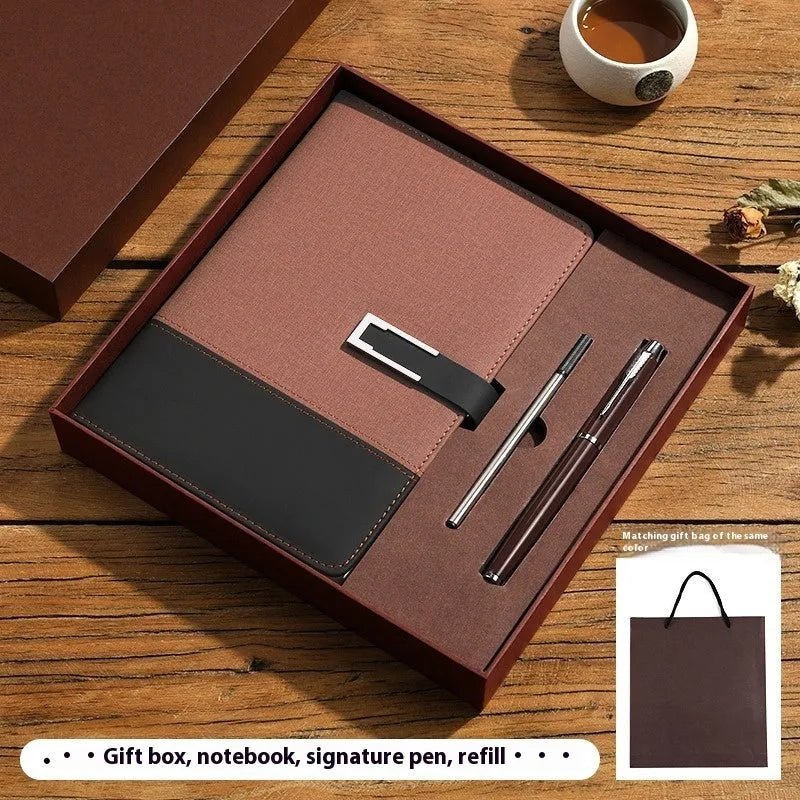 A5 soft leather notebook in business brown colour with pu cover and wood-free paper pages