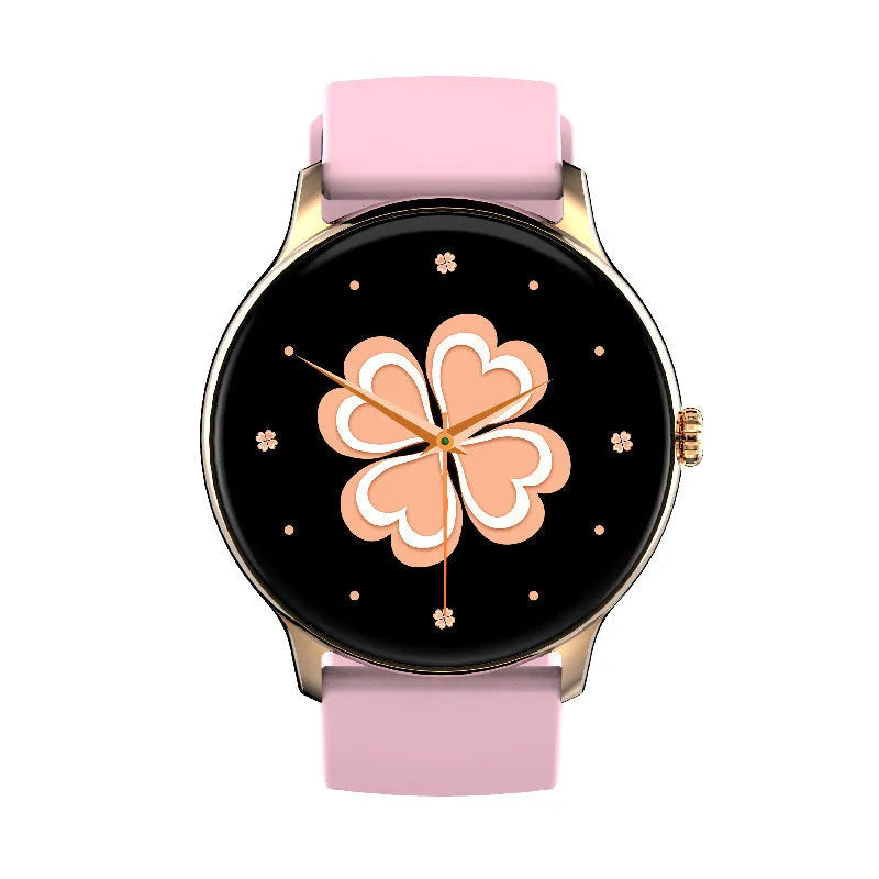 Smart sports watch with colour touch screen displaying health metrics on a silicone wristband.