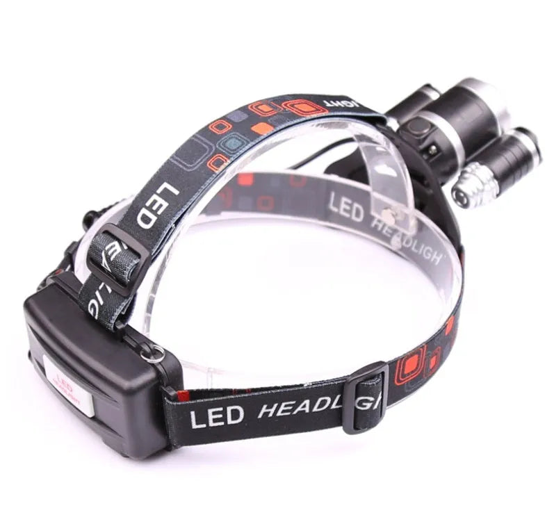 Gold or silver aluminium alloy head torch with adjustable head and zoom focus, showing sensor switch option.