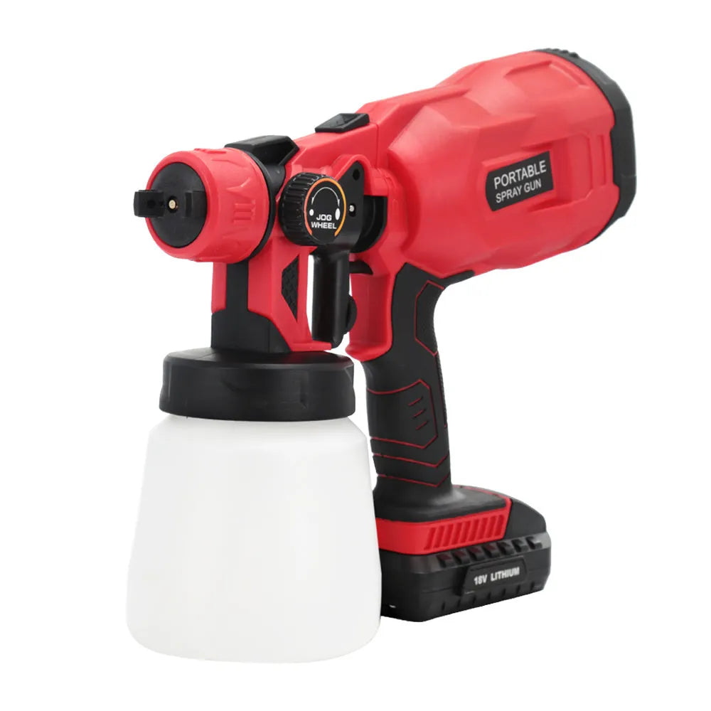 Blue cordless automatic paint spray gun with 800ml container and battery pack