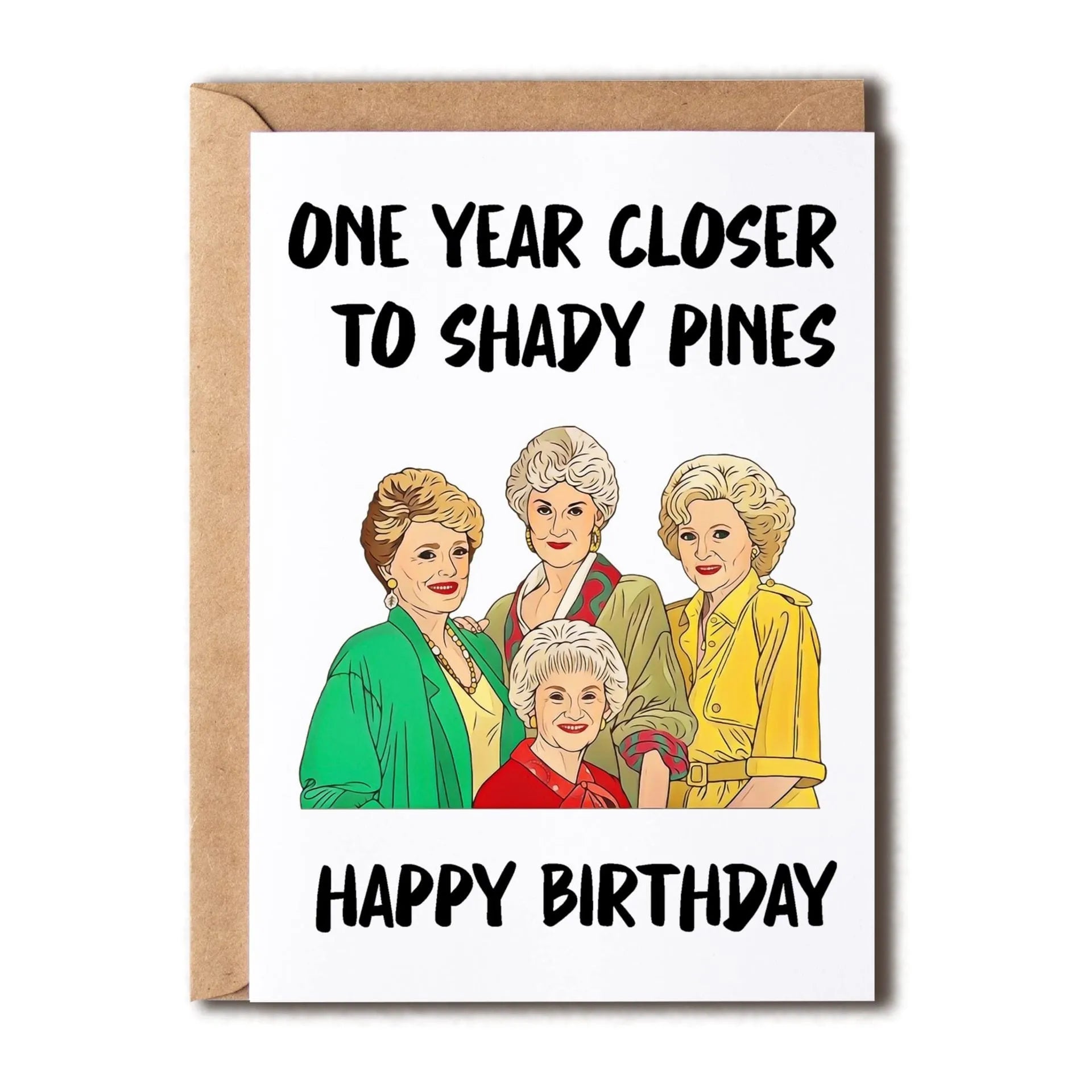 A simple modern printed birthday card with a matching envelope in a selected colour.