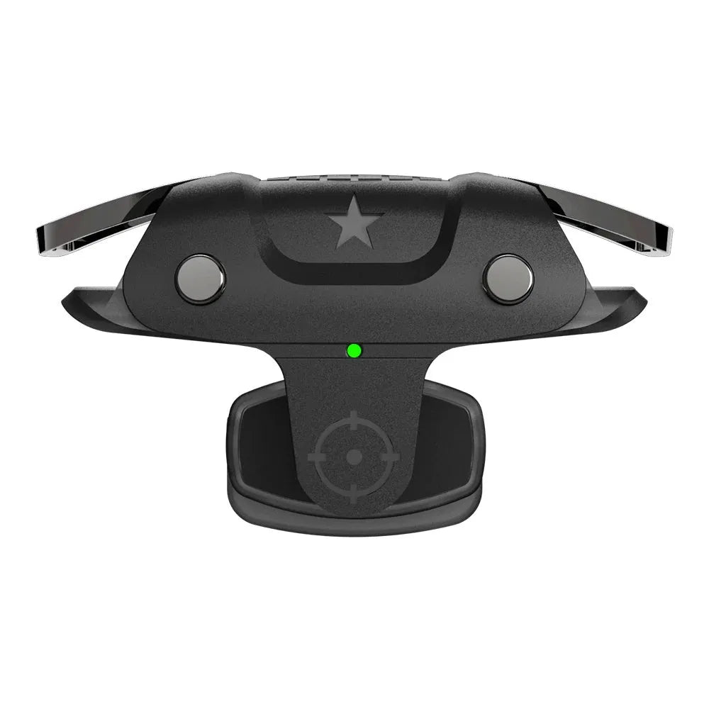 Black F5 mobile phone game controller joystick on white background
