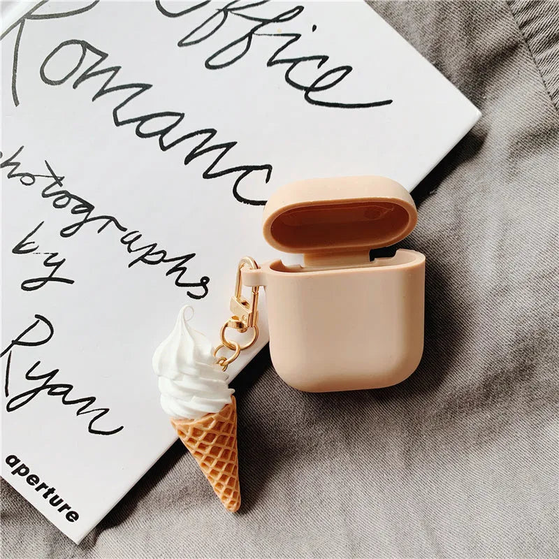 Silicone AirPods 2 case with cylinder ice cream design in assorted colours.