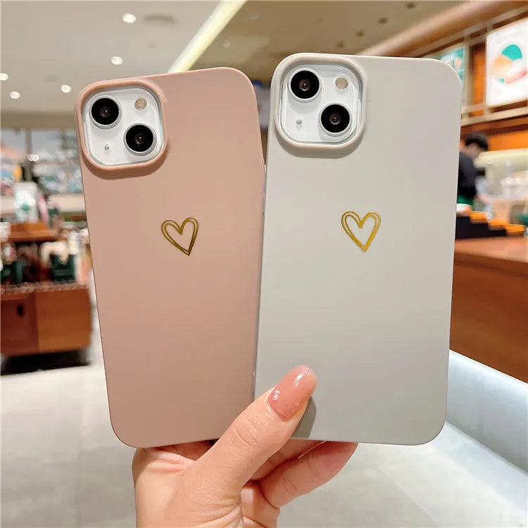 Soft silicone iPhone case with hot stamping love design in grey brown colour