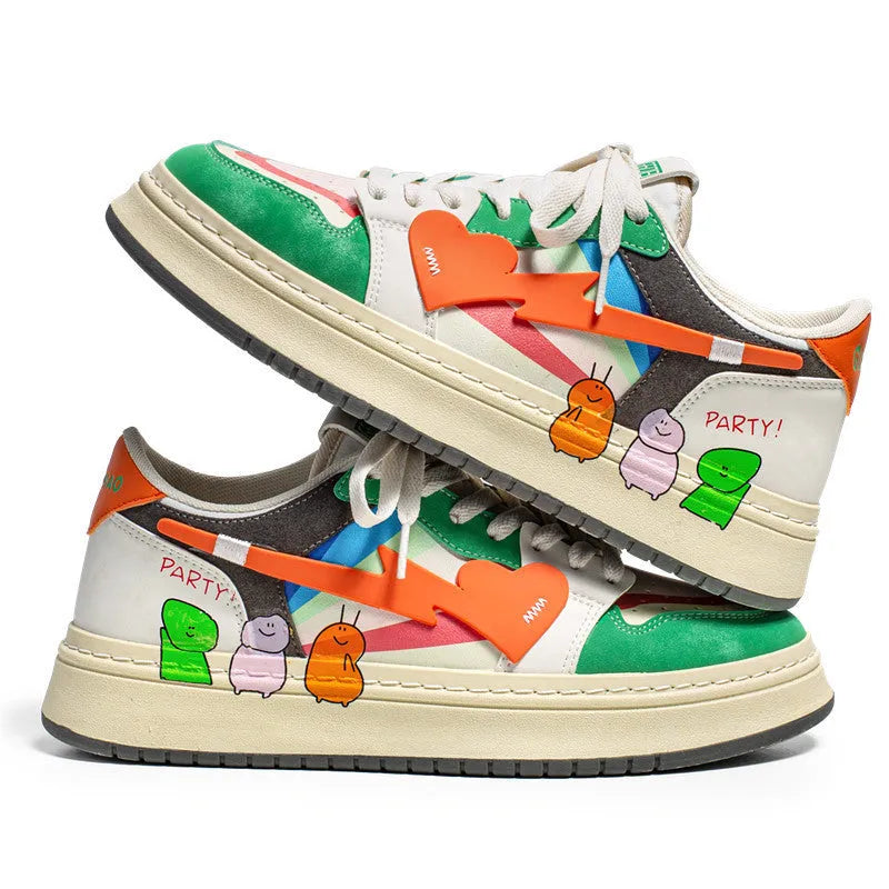 Casual lace-up sneakers in simple plain design with youth fashion styling, showing available colour options