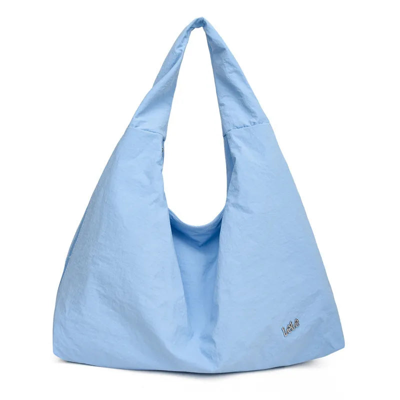 Women's heart-shaped nylon underarm bag in black, blue, khaki or yellow colour with large capacity