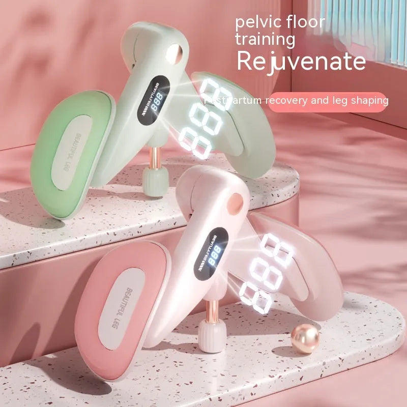 Pelvic floor muscle counter training device in blue, grey, green or pink colours