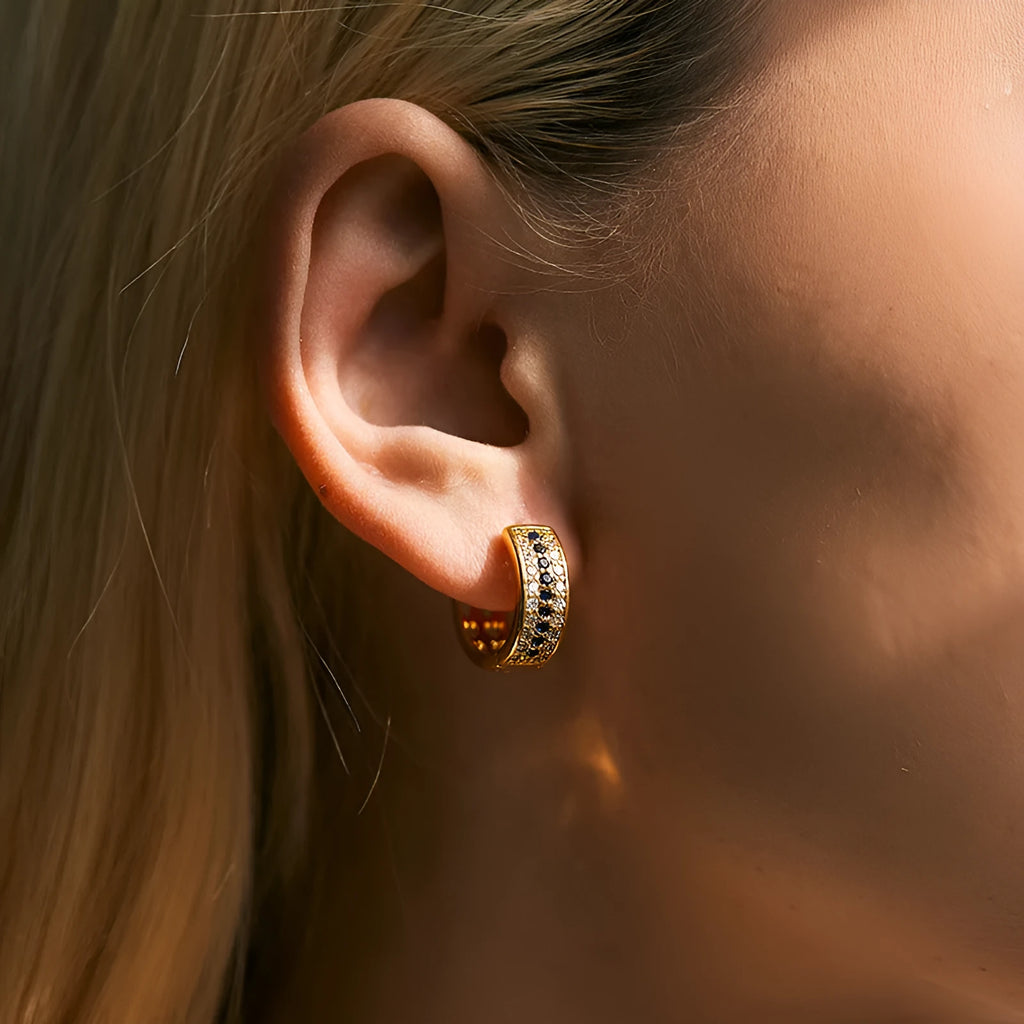 Round geometric women's earrings with electroplated KE1268 colour finish