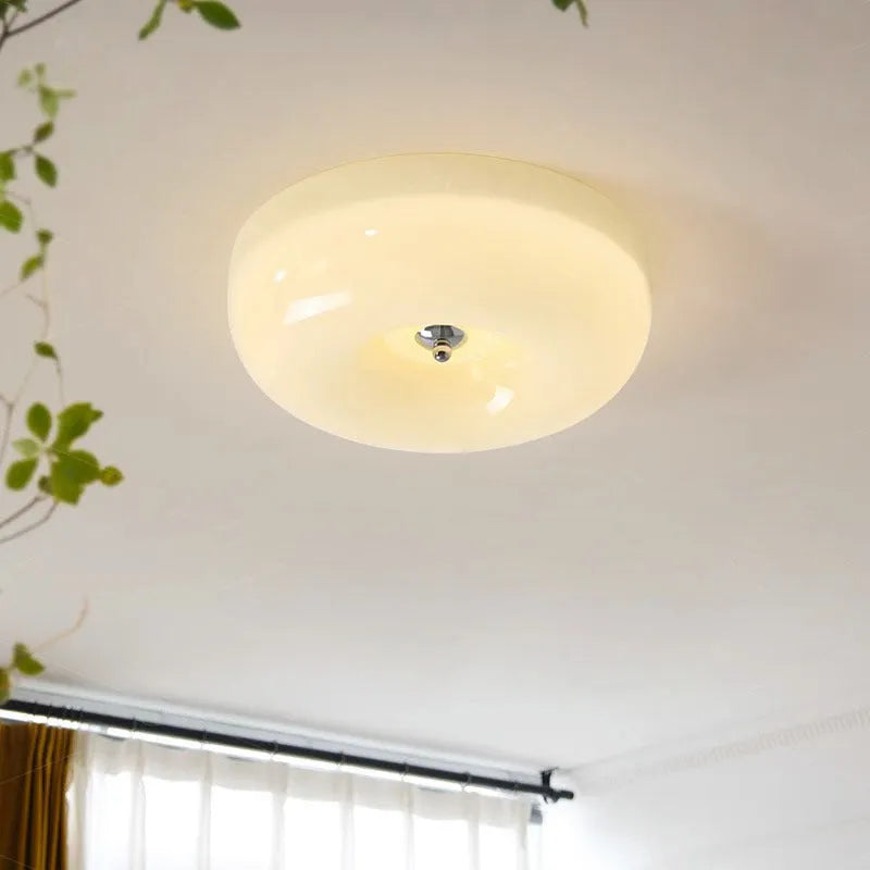 Cream colour American style ceiling lamp with three-colour light setting in 30cm or 40cm size.
