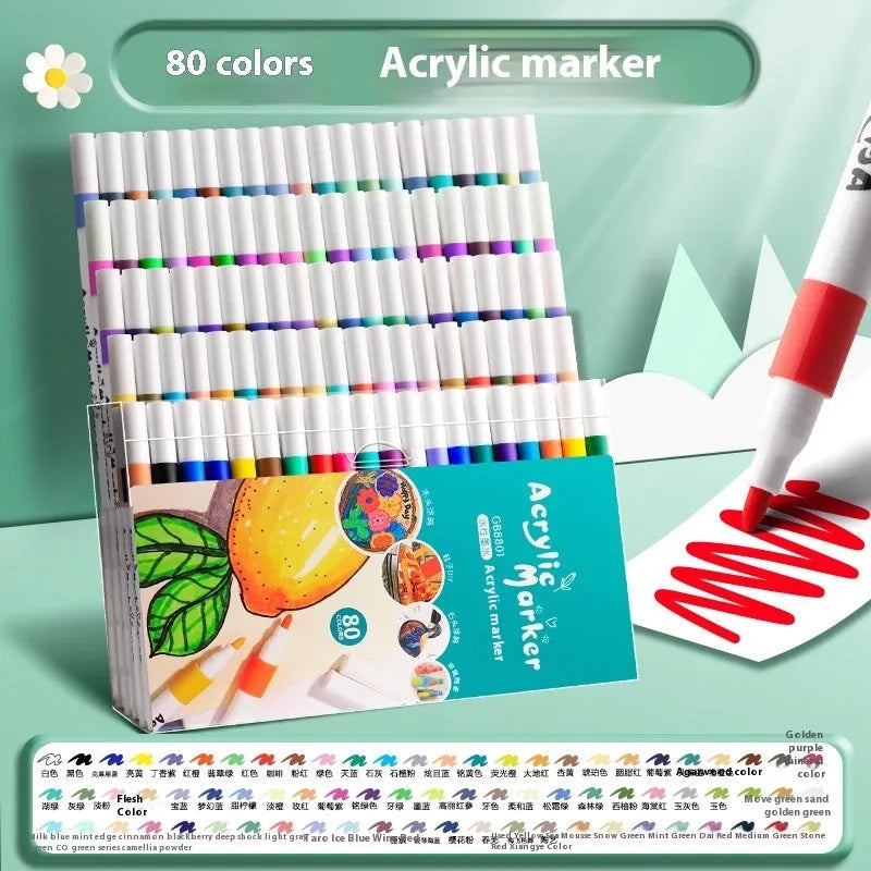 Plastic acrylic marker pen set with multicolour options in packaging box