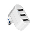Black USB rotary splitter hub with four USB 3.0 ports on rotating design