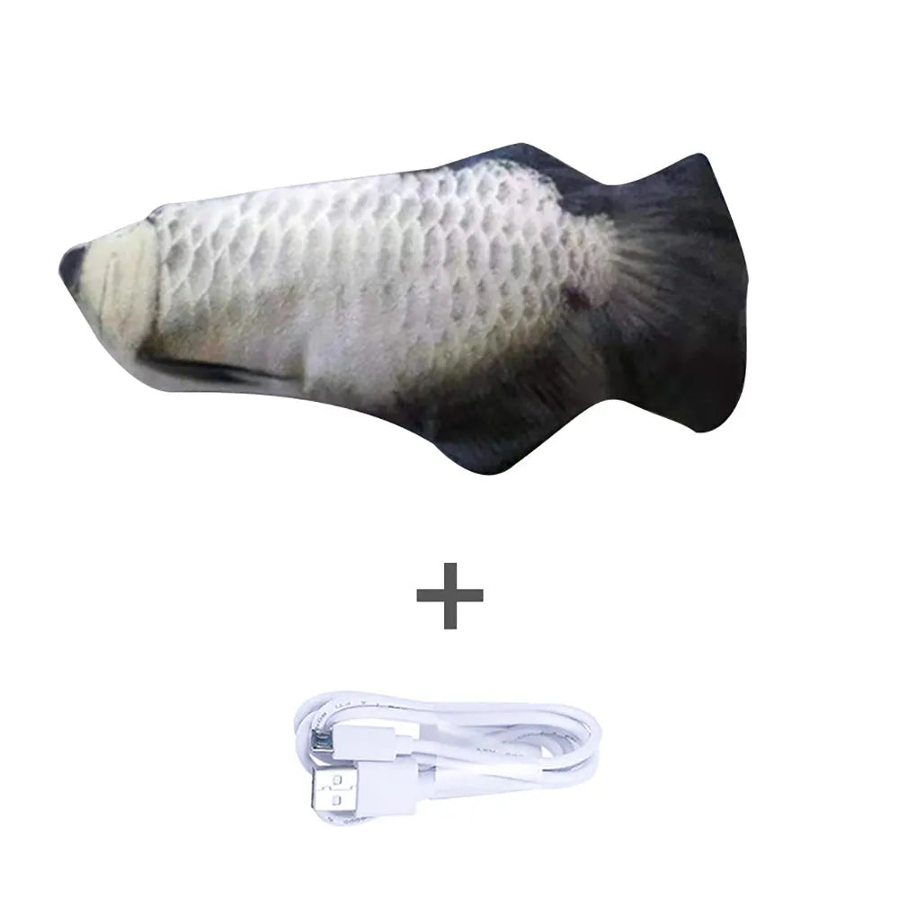 30cm electronic jumping fish cat toy with USB cable in multicolour fish designs
