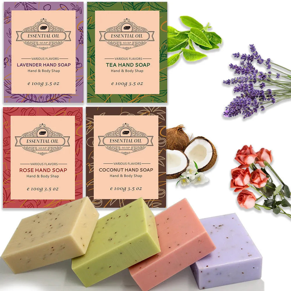 100g frosted bar of essential oil soap in coconut, green tea, lavender, or rose scent