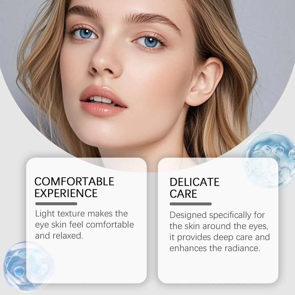 20g moisturising eye cream jar with ceramide and peptide formula measuring 3cm by 13.3cm