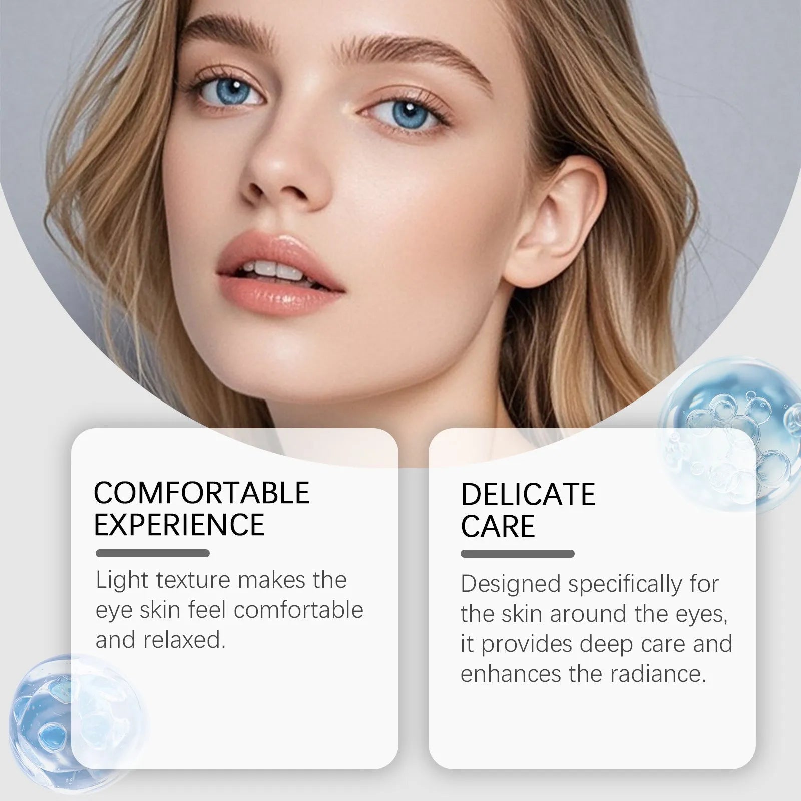 20g moisturising eye cream jar with ceramide and peptide formula measuring 3cm by 13.3cm