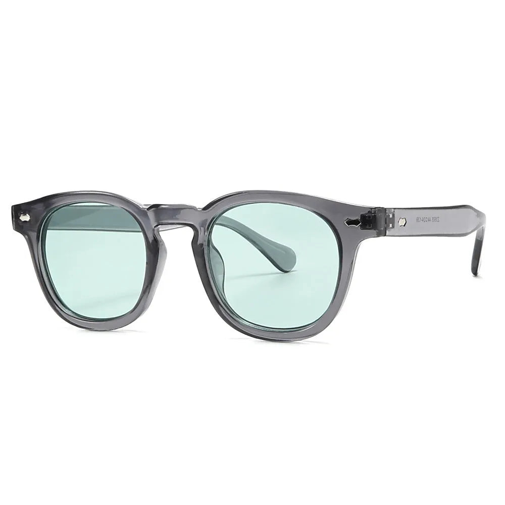 Round rim plastic sunglasses with simple retro design in multiple frame colour options
