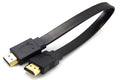 Flat HDMI cable with standard connectors showing length options from 0.3 to 10 metres