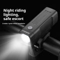 Bicycle headlight with LED light source and quick release strap bracket for handlebar mounting