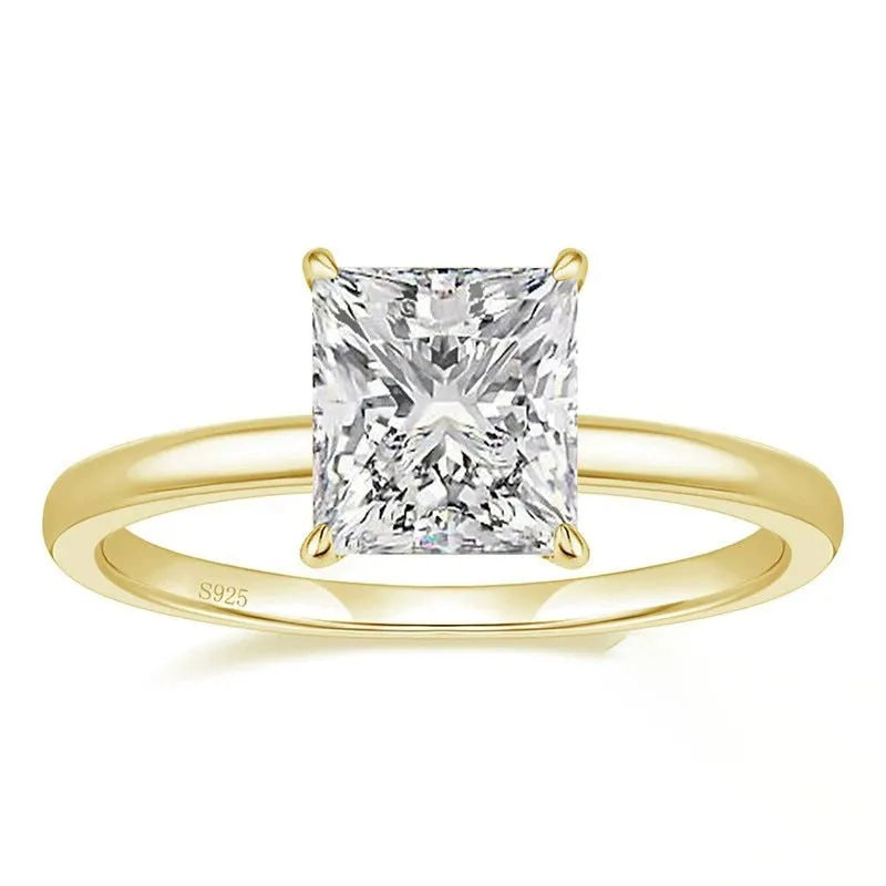 Simple geometric 925 sterling silver women's ring in a choice of gold, rose gold, or silver finish.