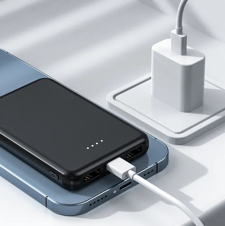 Black universal power bank for electric heating vests showing 97mm length and slim 14mm profile