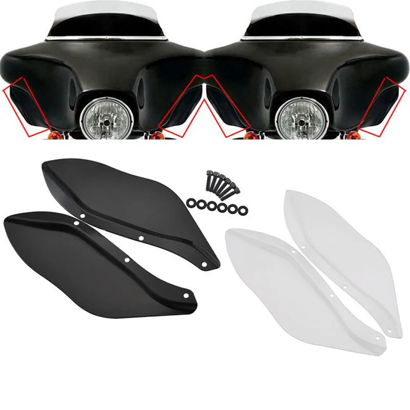 ABS side wing head covers for Harley-Davidson touring motorcycles in black or transparent