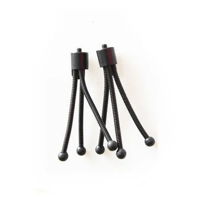 Small black iron mini tripod with ball head, shown extended next to a smartphone for scale.