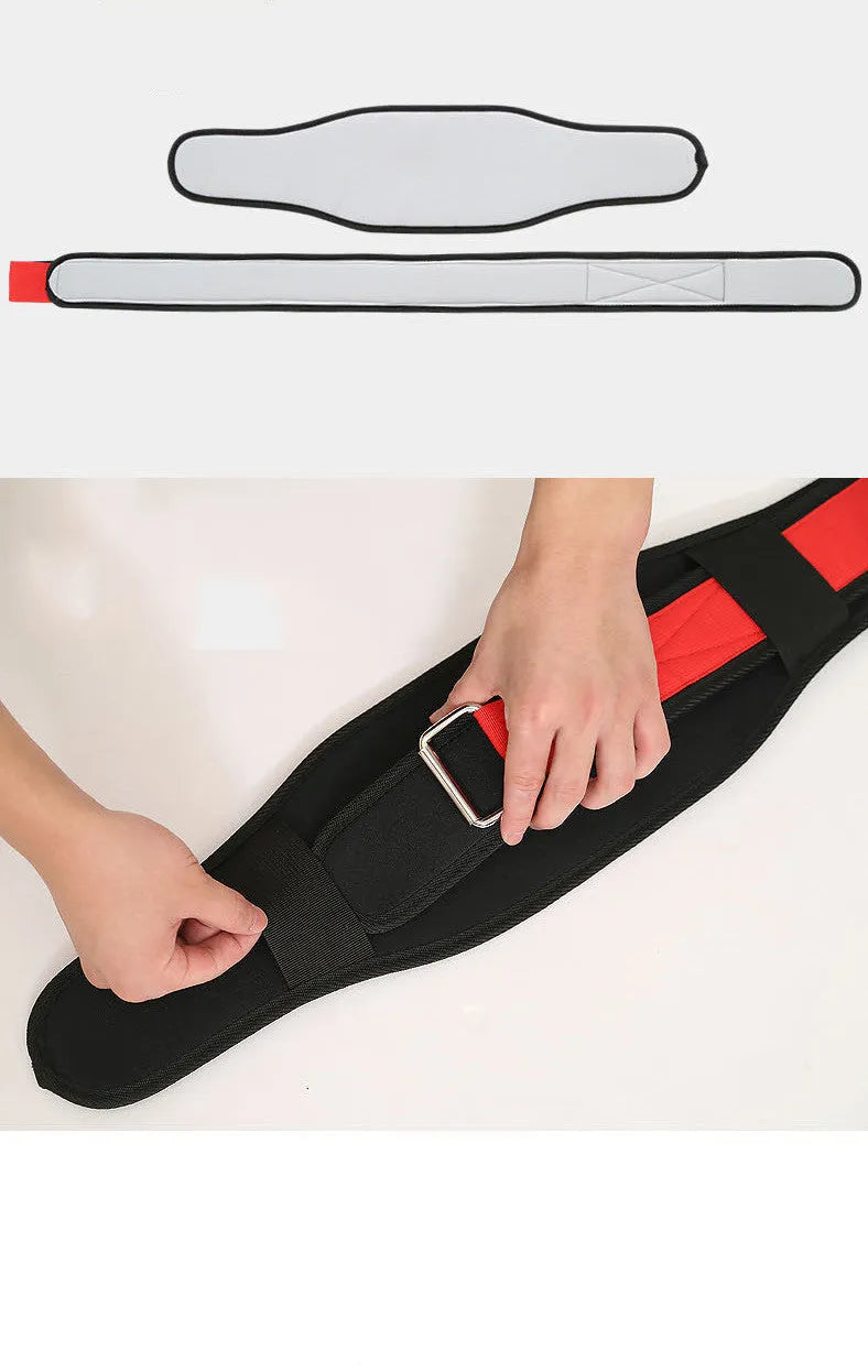 Nylon fitness weightlifting waistband with hook and loop closure in black, red and yellow colour options