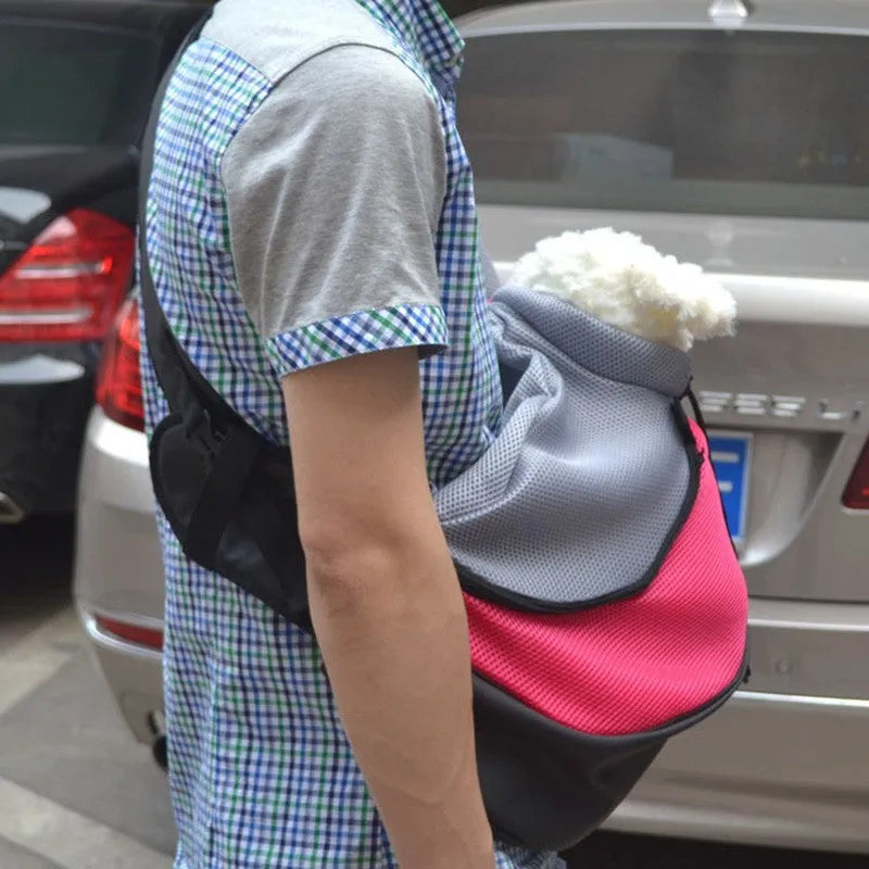 Polyester pet backpack for cats and small dogs with ventilation windows in blue colour