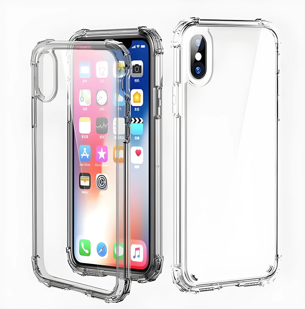 Transparent clear TPU shockproof case for iPhone on a table