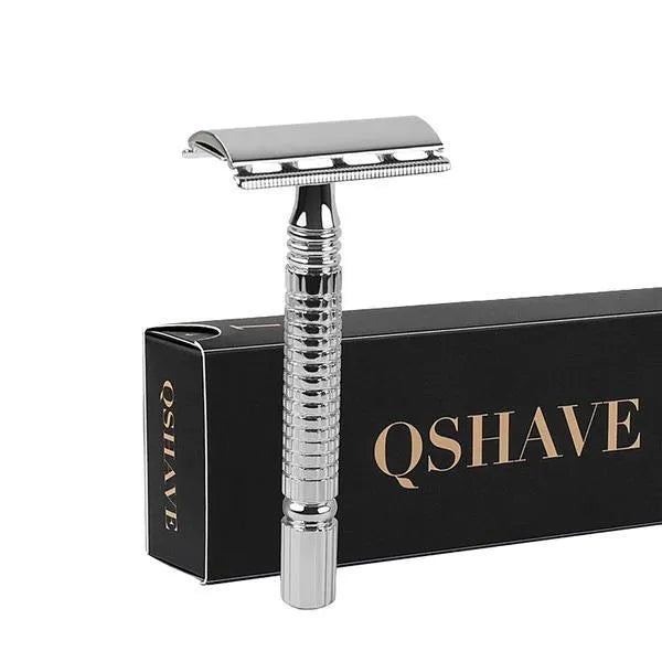 Superior double-edged safety razor, blade, and storage box shaving kit.