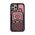 Pink TPU iPhone case with a raised towel embroidery texture on the back.