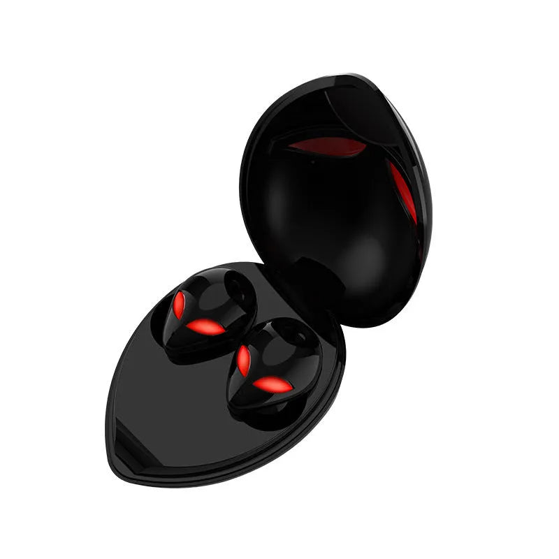 Creative Outer T8 Starman alien design true wireless Bluetooth earbuds with LED lights in charging case.