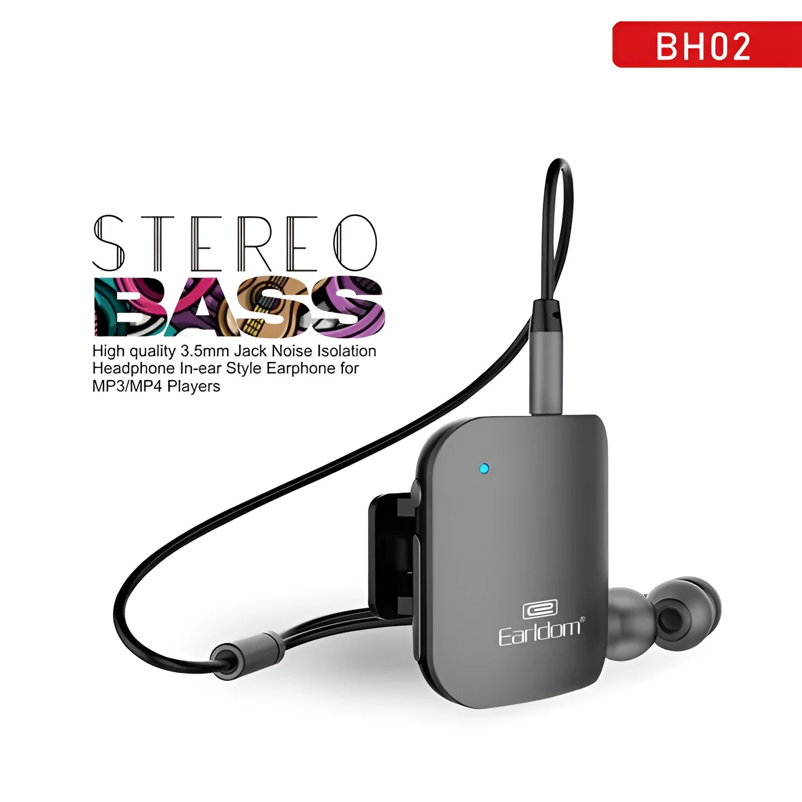 Bluetooth lavalier headset clipped to clothing showing wireless design