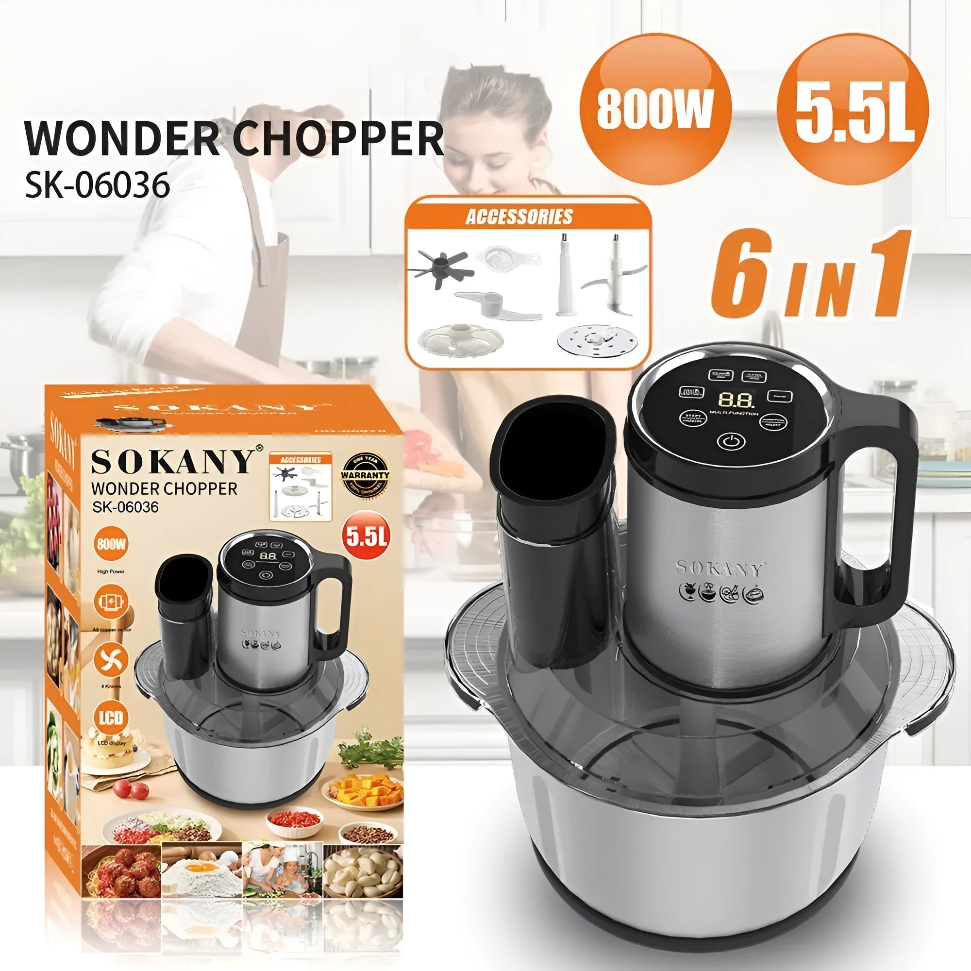Stainless steel electric meat grinder and vegetable cutter with adjustable speed control