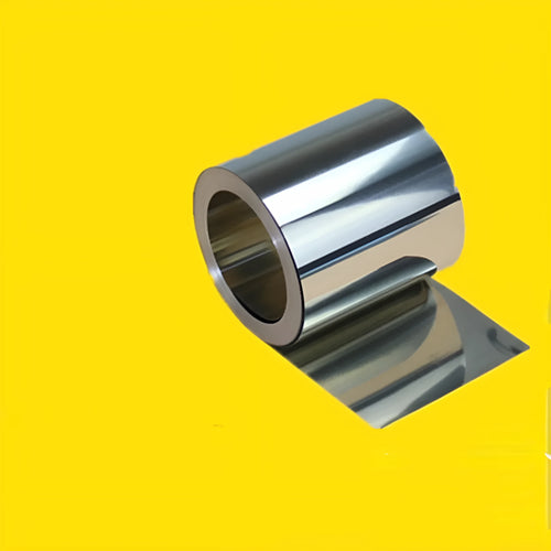 304 stainless steel metal strip showing different thickness options on a workbench