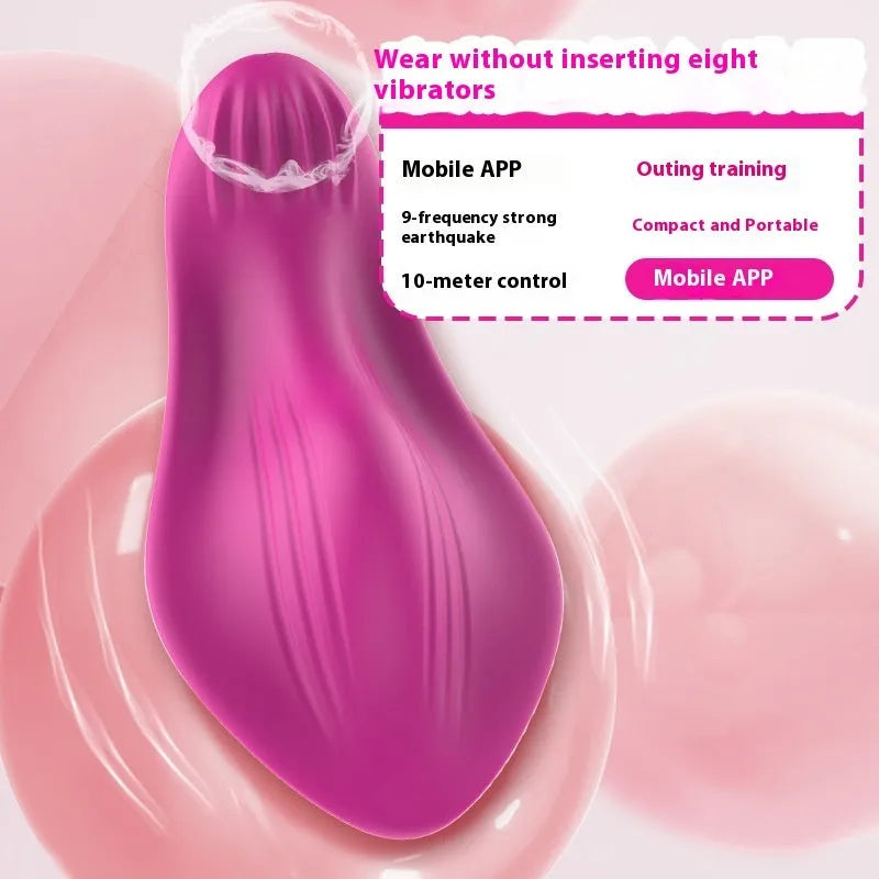 Rose red APP remote control wearable female massager with silicone construction and USB charging port