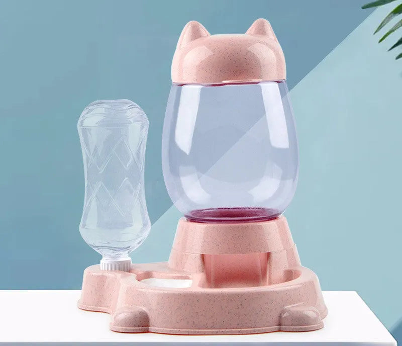 2-in-1 pet automatic feeder and water dispenser in PP resin, 24x31x20cm, with 300ml bottle and 800ml bucket