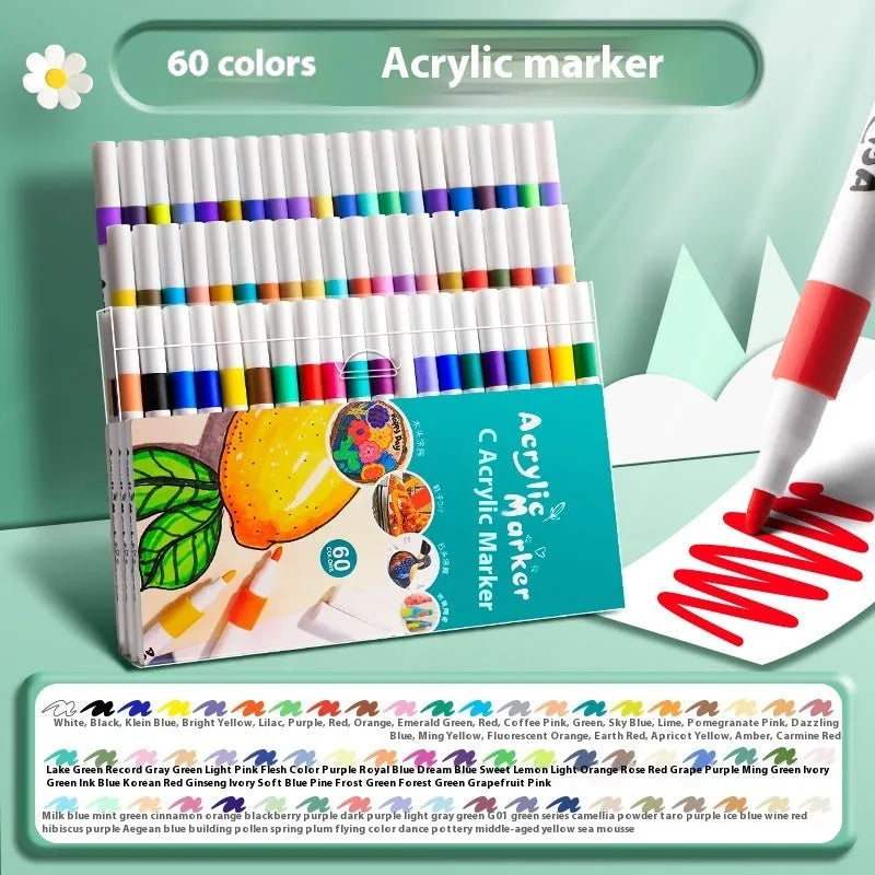 Plastic acrylic marker pen set with multicolour options in packaging box