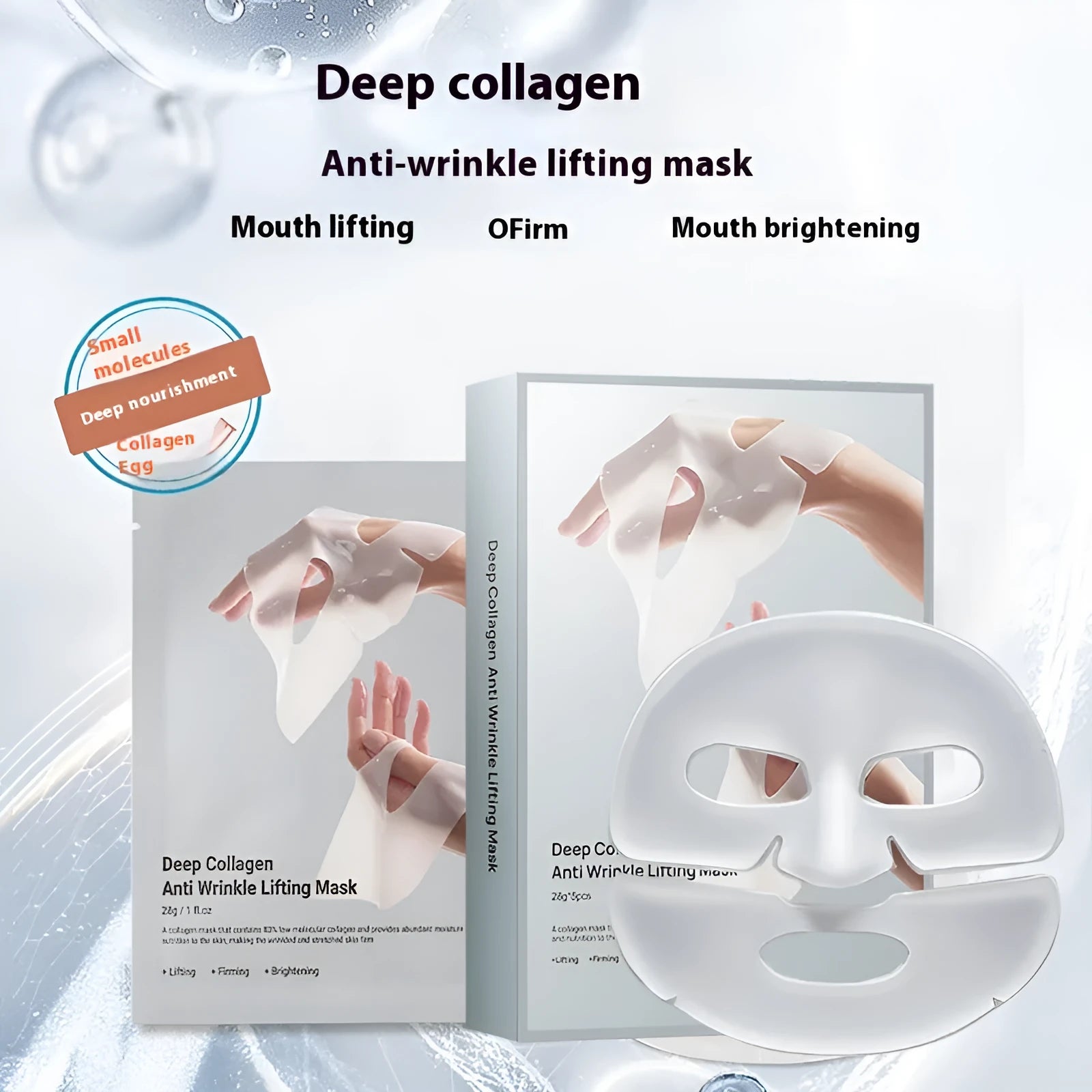Collagen facial sheet mask with 28ml anti-wrinkle moisturising serum
