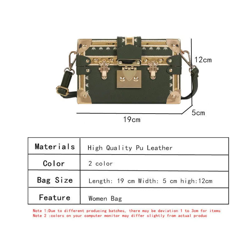 Women's hard-sided black PU shoulder bag with single strap and flap closure