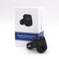 Black HY82 car Bluetooth MP3 player and hands-free kit plugged into a car cigarette lighter socket