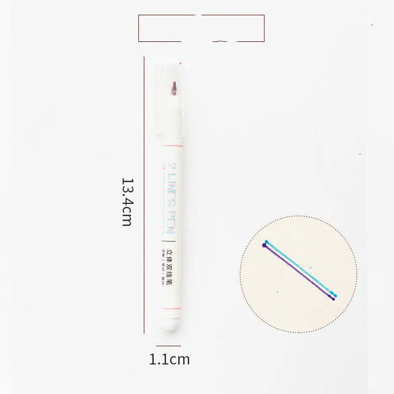 Student two-colour highlighter and ballpoint pen in plastic, 13.4cm long with 0.5mm tip.