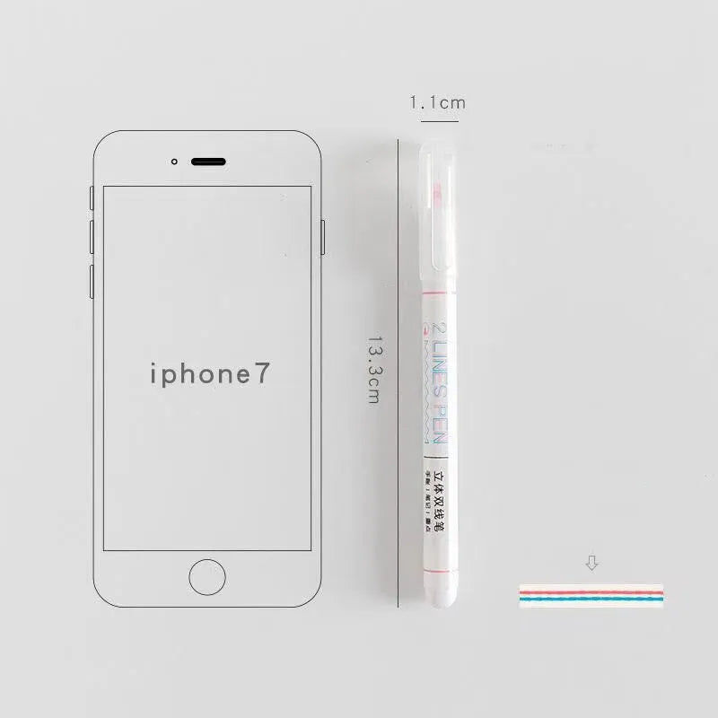 Student two-colour highlighter and ballpoint pen in plastic, 13.4cm long with 0.5mm tip.