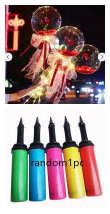 DIY LED luminous transparent balloon with artificial rose and lights inside for decoration.
