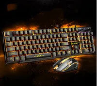 Limei GTX300 USB wired gaming keyboard and mouse set with RGB backlight on black keyboard