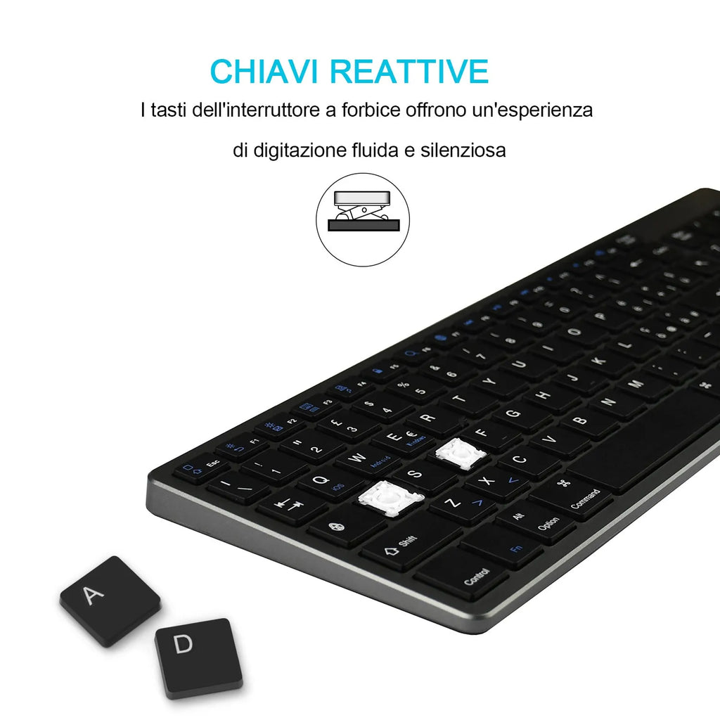 White universal Bluetooth keyboard for iPad tablets and mobile phones showing ultra-thin 13mm design
