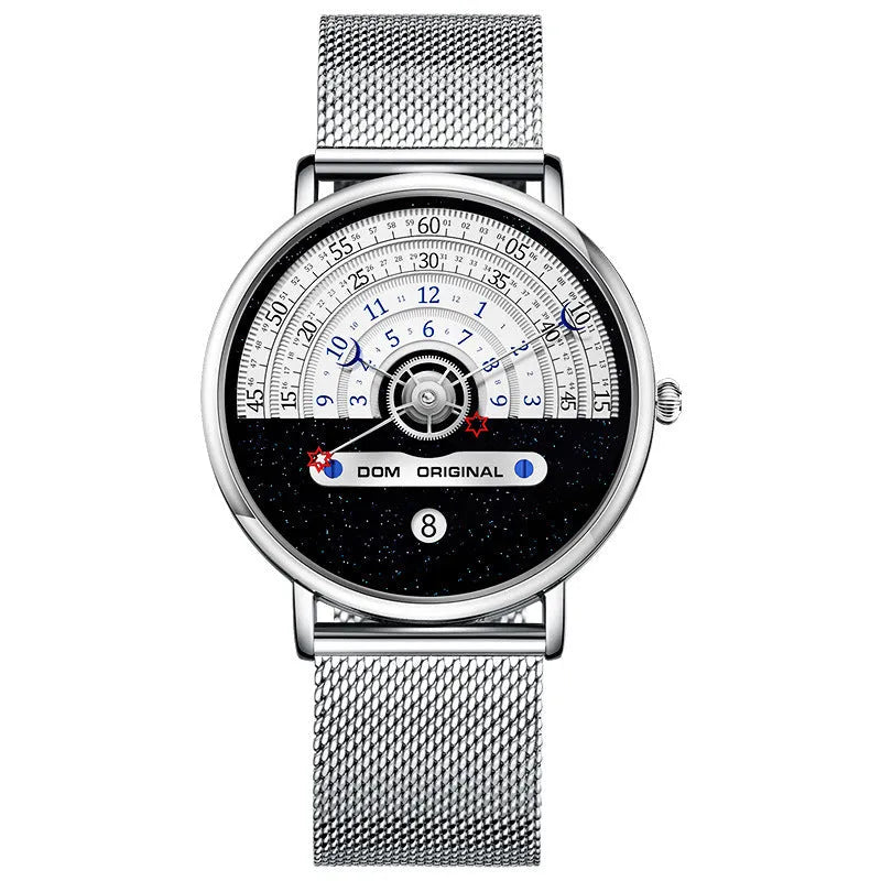 Men's M-1288 sports quartz watch with 40mm dial showing gold and silver colour options