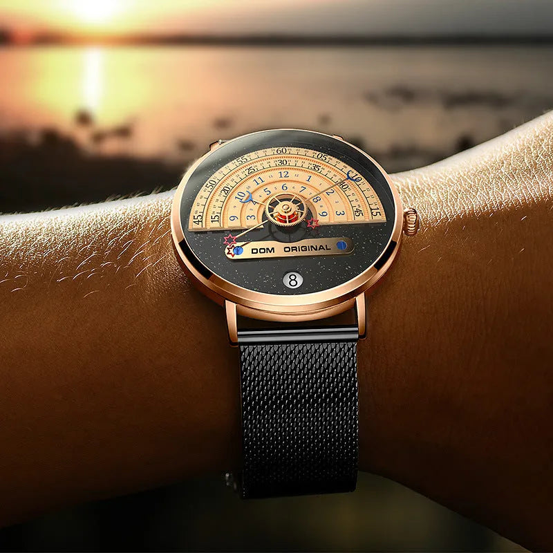 Men's M-1288 sports quartz watch with 40mm dial showing gold and silver colour options